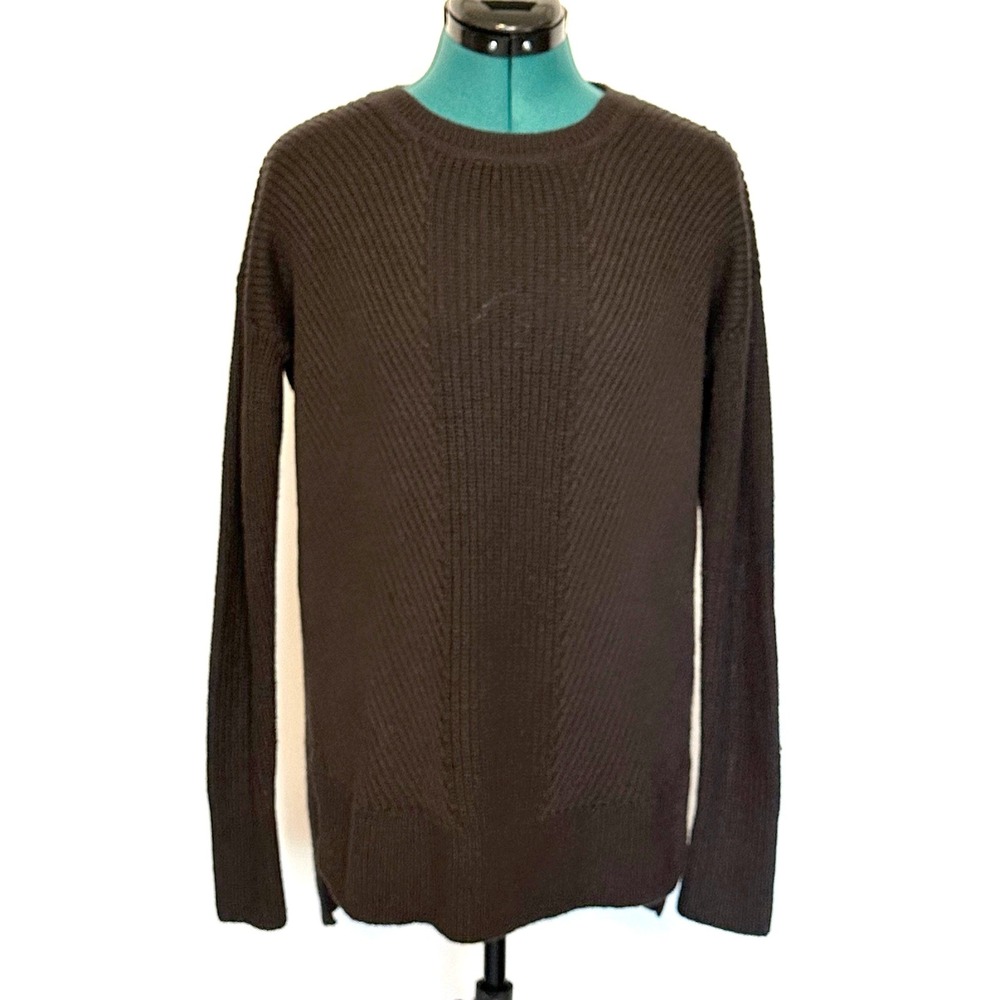 Athleta Brown Ribbed Knit Crew Neck Long Sleeve Sweater Women's Size S